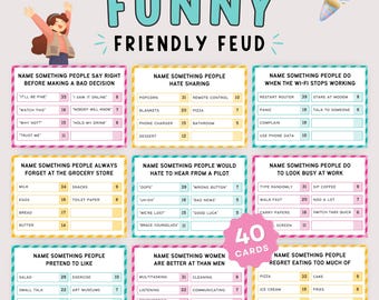 Funny Friendly Feud Game, Family Party Game Printable, Fun Party Game Adults, Family Reunion Game, Team Building Game, Adult Birthday Game