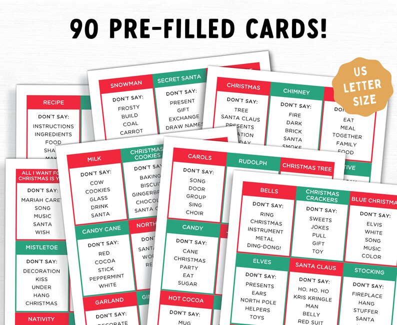 Christmas Taboo Game Family Party Game Printable Christmas - Etsy