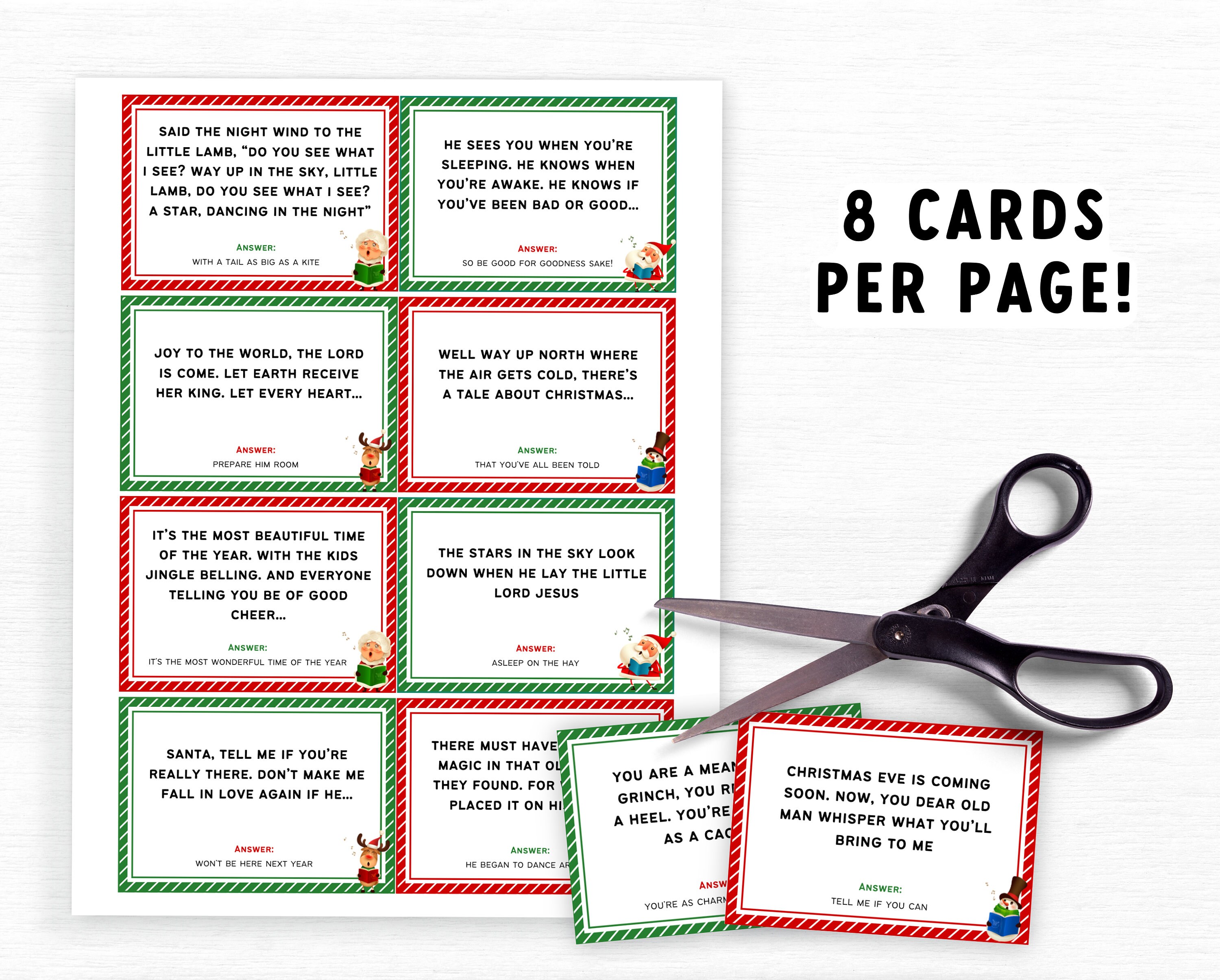 Christmas Carol Finish the Lyric Game, Christmas Song Trivia Game ...