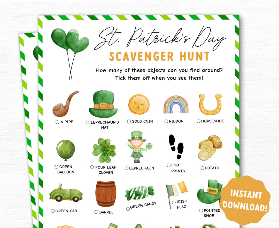 St. Patrick's Day Scavenger Hunt Printable Game