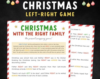 Left Right Game, Gift Exchange Game, Christmas Party Game Printable, Game Nativity, Printable Christmas Party Game, Christmas Printable.