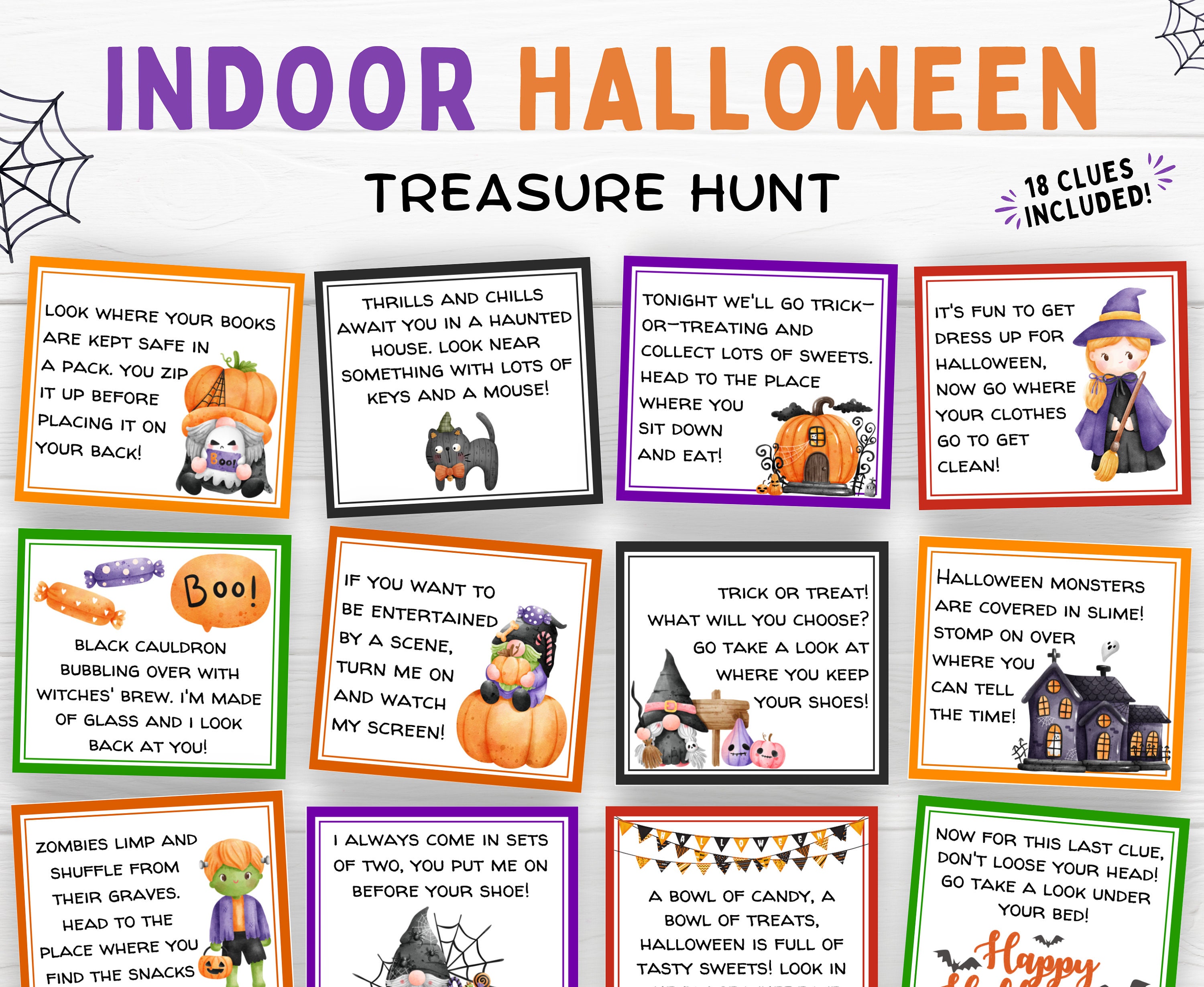 Indoor Halloween Treasure Hunt, Halloween Scavenger Hunt for Kids ...