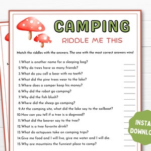 Camping Riddle Me This Printable Game Family Camping Game - Etsy