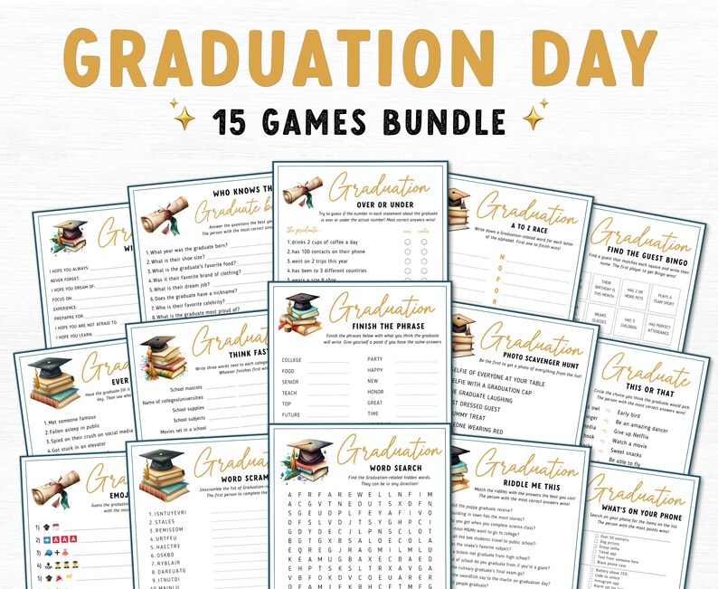 15 Graduation Day Games Printable Bundle, Wishes for the Graduate ...