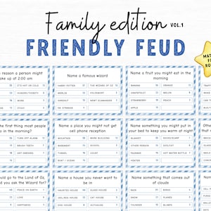Family Feud Game Printable, Family Game Night, Family Quiz, Friendly Feud Game Trivia, Group Game