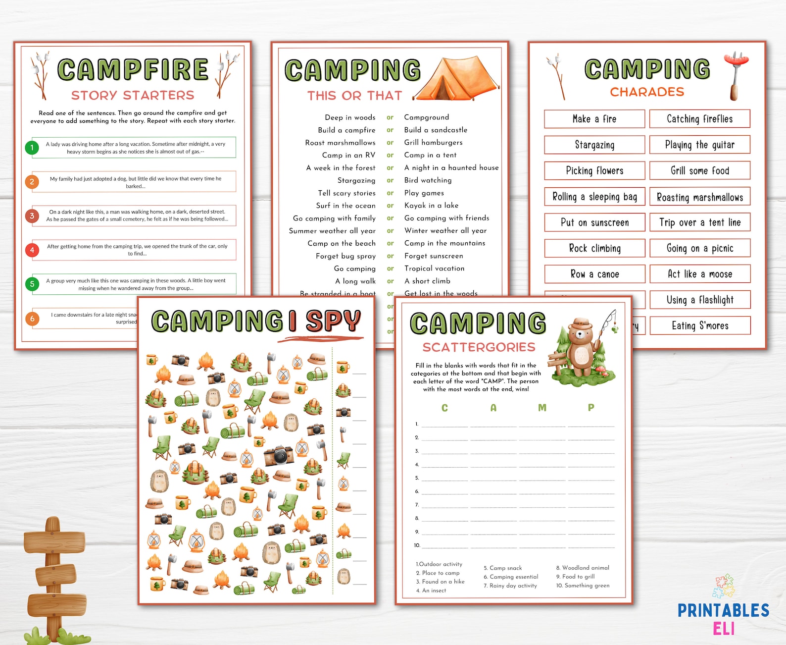 Camping Games Printable Bundle Printable Camping Game for - Etsy