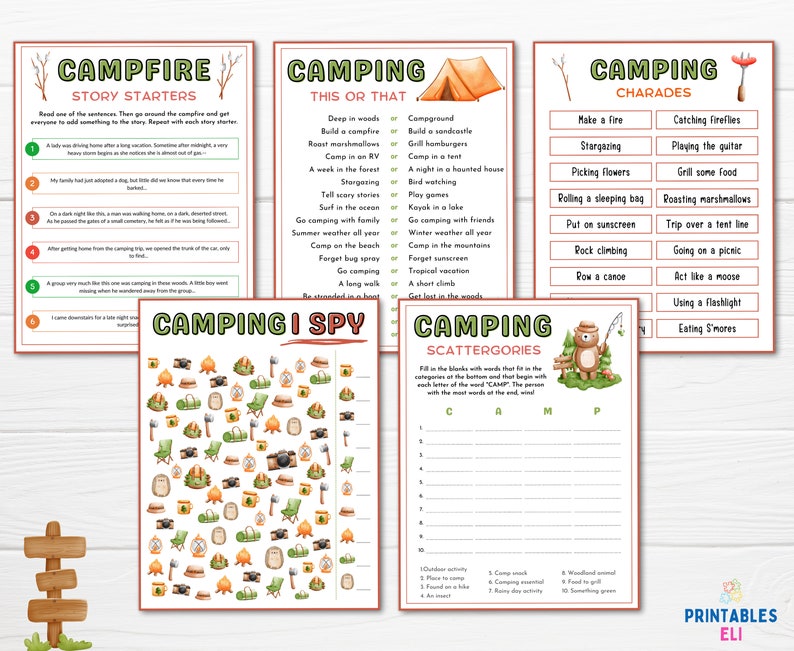 Camping Games Printable Bundle Printable Camping Game for - Etsy
