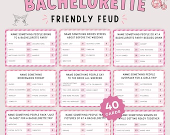 Bachelorette Friendly Feud Game Printable | Bachelorette Party Game | Family Game | Bridal Shower Game for Groups | Girls Trip Game