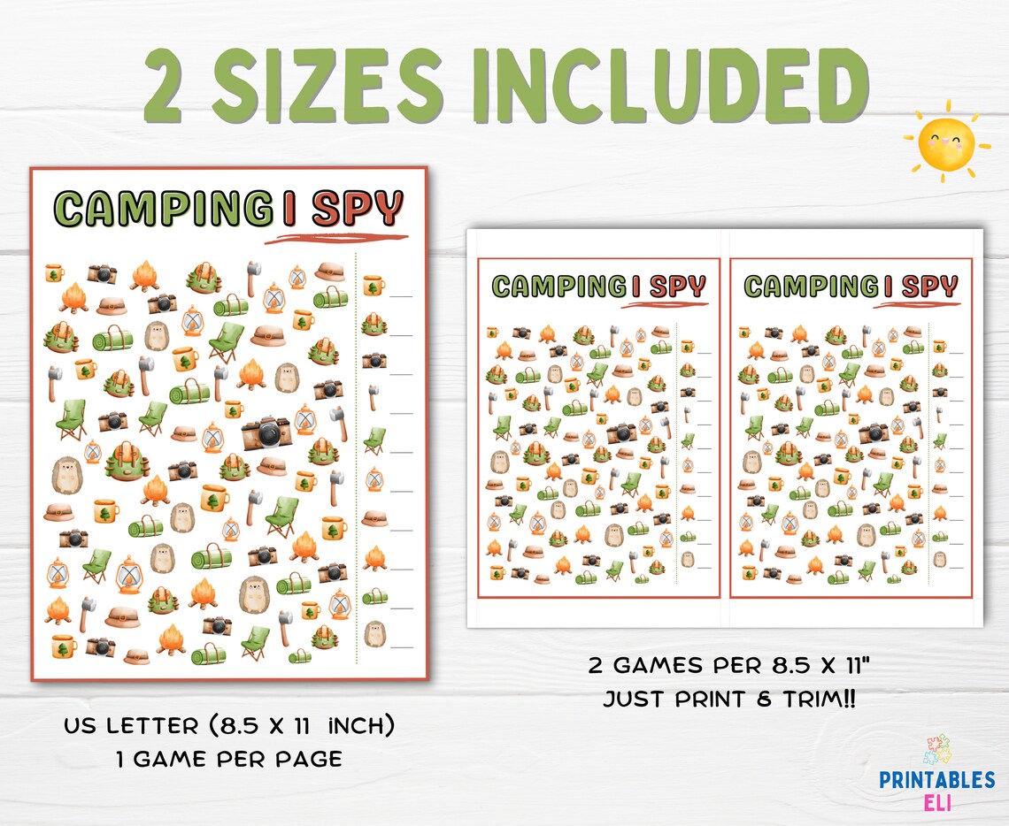 Camping I Spy Printable Game Camping Printable Game for Kids - Etsy