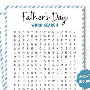 Father's Day Word Search Game, Printable Fathers Day Game, Classroom ...