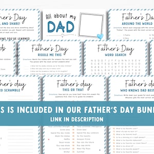 All About My Dad Printable, Father's Day Gift Idea, Dad Questionnaire ...