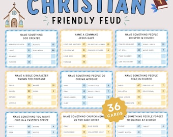 Christian Friendly Feud Game, Bible Family Feud Game, Church Game Night Activity for Youth Groups, Bible Trivia Party Game Printable