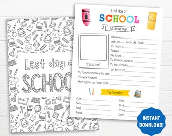 Last Day of School Printable, School Questionnaire, Printable School, School Interview, Classroom Activity, End of School Kids Interview