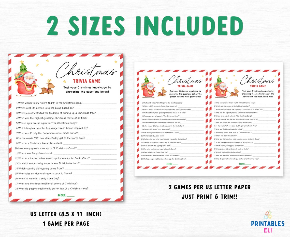 Christmas Trivia Game Adults, Printable Christmas Family Game ...