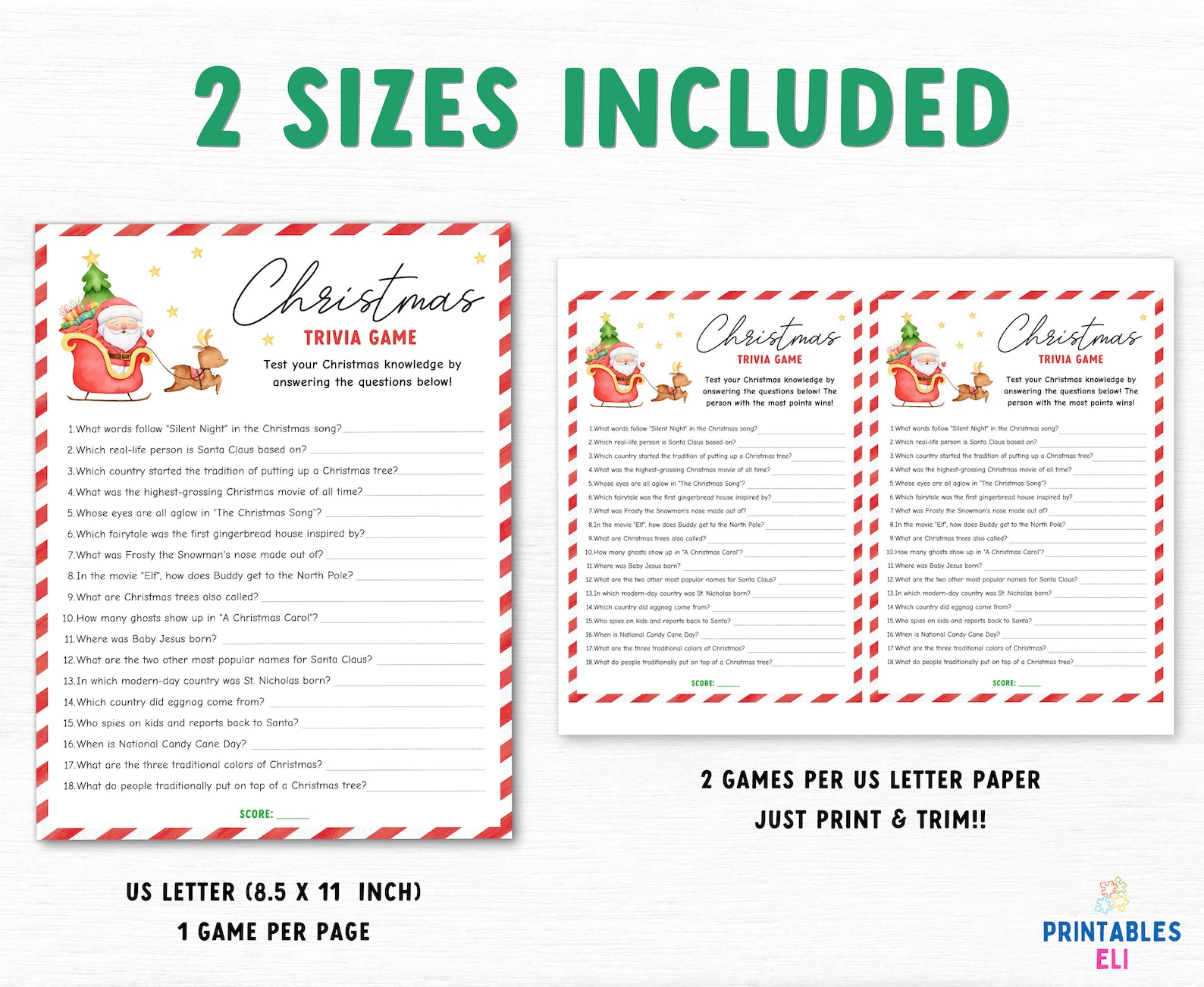 Christmas Trivia Game Adults, Printable Christmas Family Game