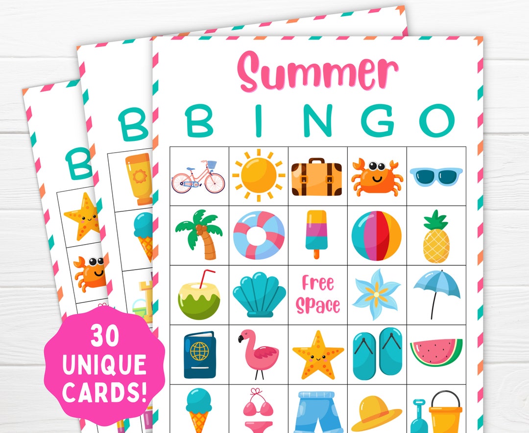 Summer Bingo Cards Printable Summertime Bingo Printable