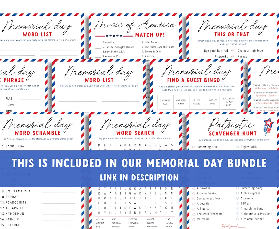 Memorial Day Trivia Game Adults, Patriotic Quiz for Adults, Family Game ...