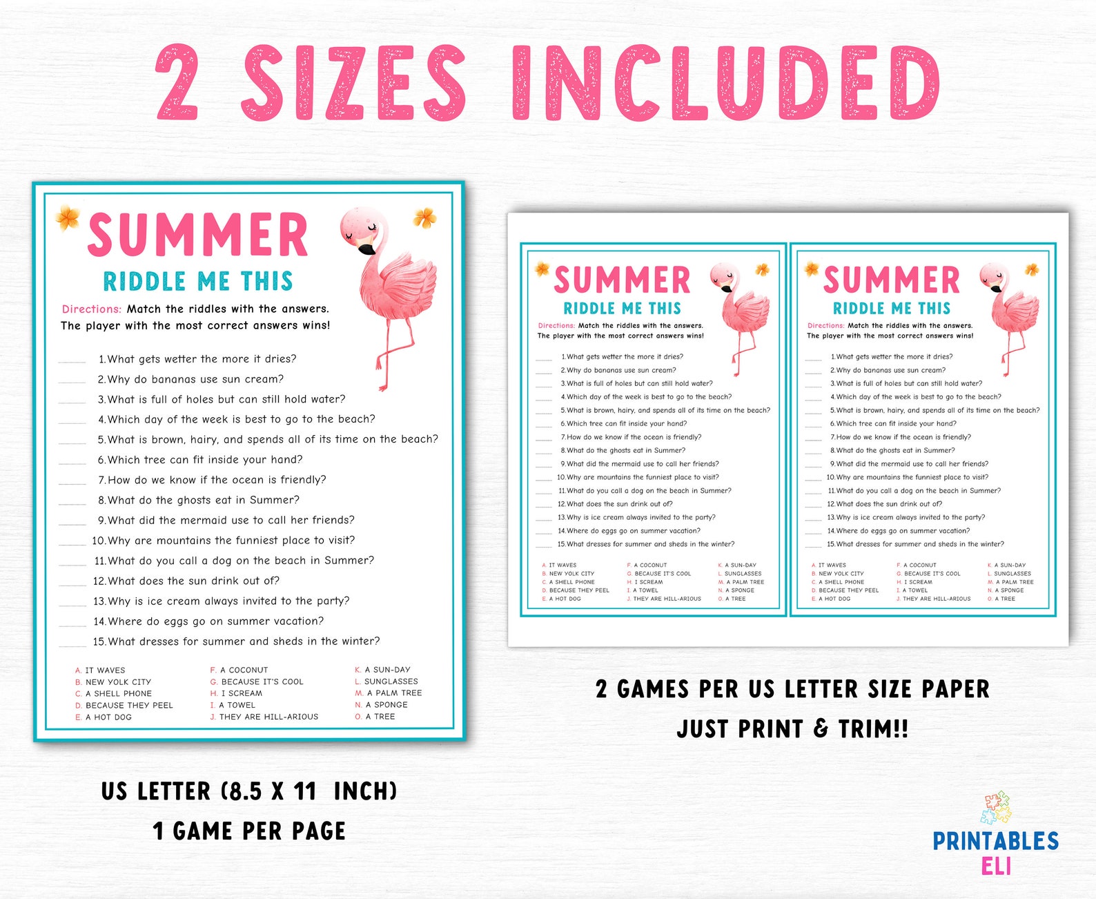 Summer Riddle Me This Printable Game, Family Summer Game Printable ...