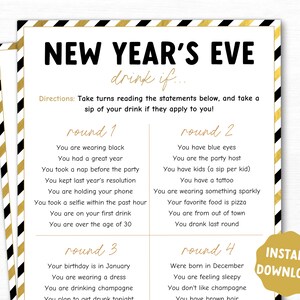 New Years Eve Drink If Game, Holiday Game Printable, New Years Eve ...