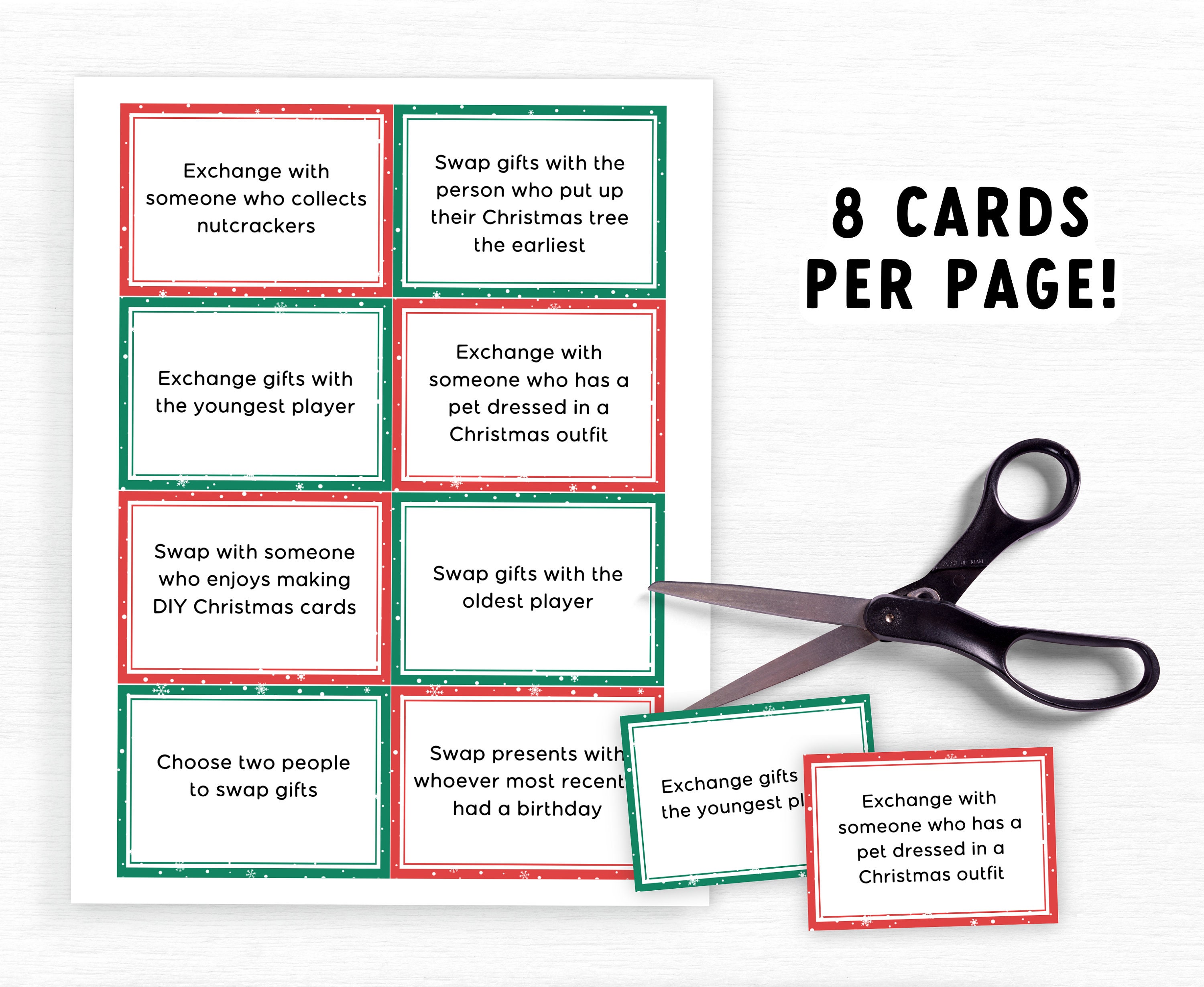 Christmas Gift Exchange Game, Printable Christmas Party Game, White
