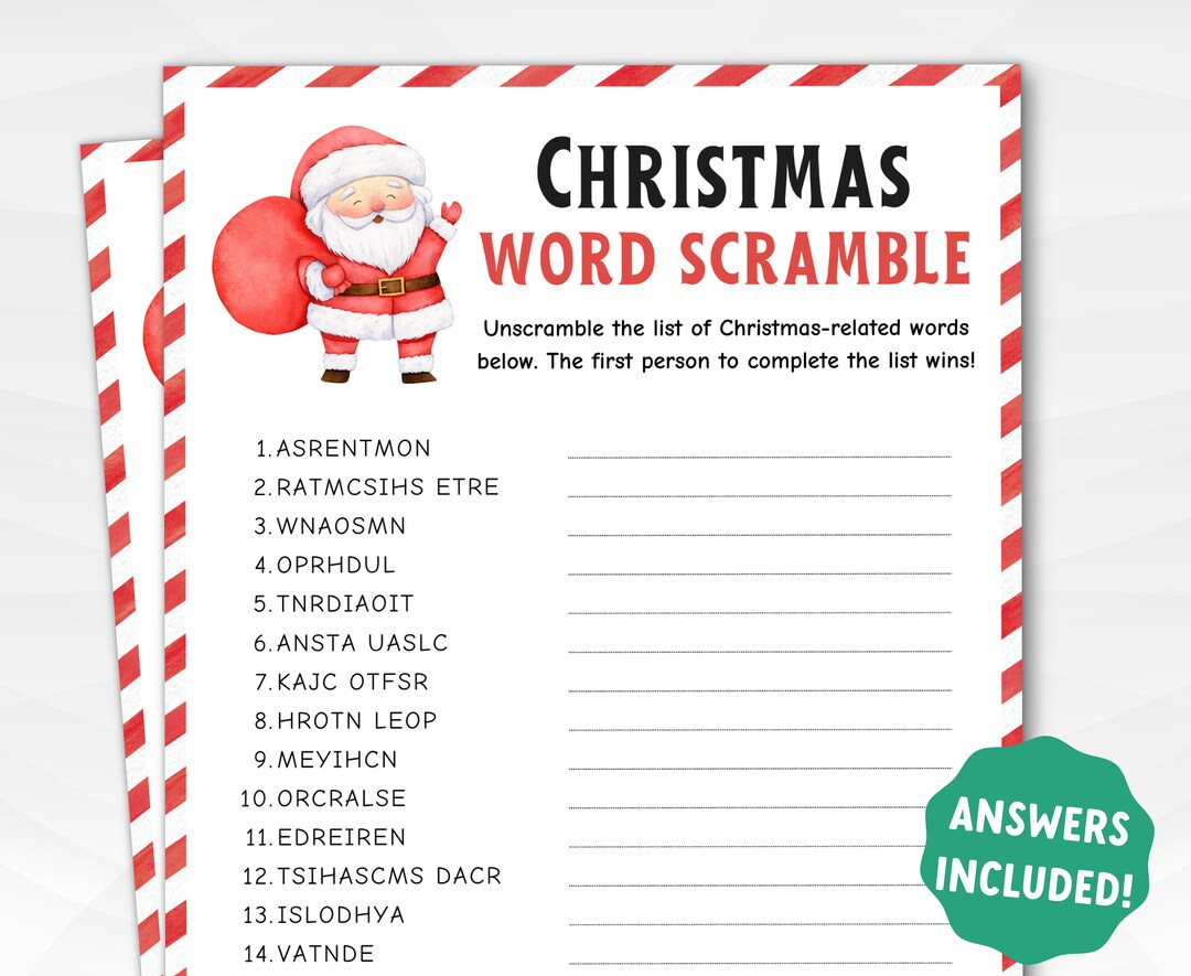 Christmas Word Scramble Game Printable Christmas Family Game - Etsy