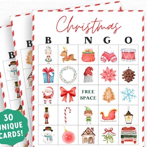 Cartões de Bingo de Natal para Imprimir, Bingo de Férias, Jogo de Família para Festas de Natal, Bingo para crianças e adultos, Atividade de Natal, Jogo de Natal