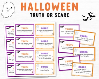 Halloween Truth or Scare Game, Halloween Party game for kids, Printable Halloween Game, Halloween Family Cards game, Halloween Printable