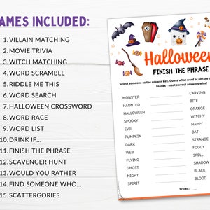 15 Halloween Games Bundle, Printable Halloween Party Games, Halloween ...