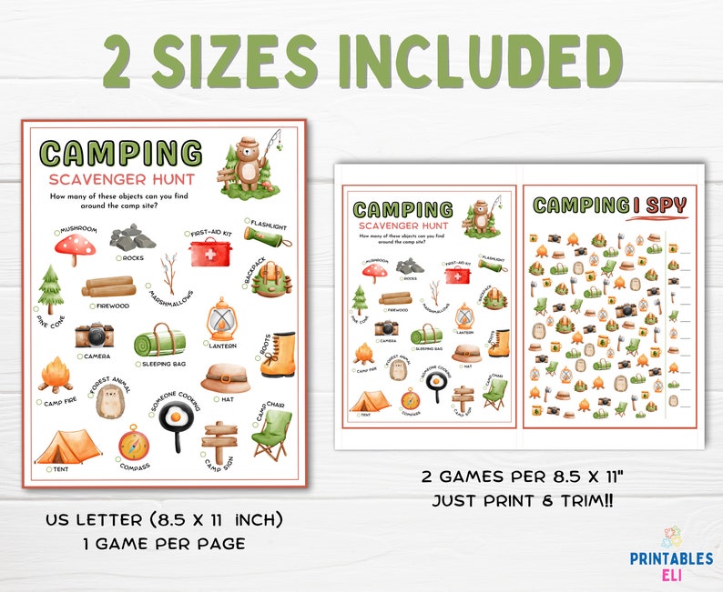 Camping Games Printable Bundle Printable Camping Game for - Etsy