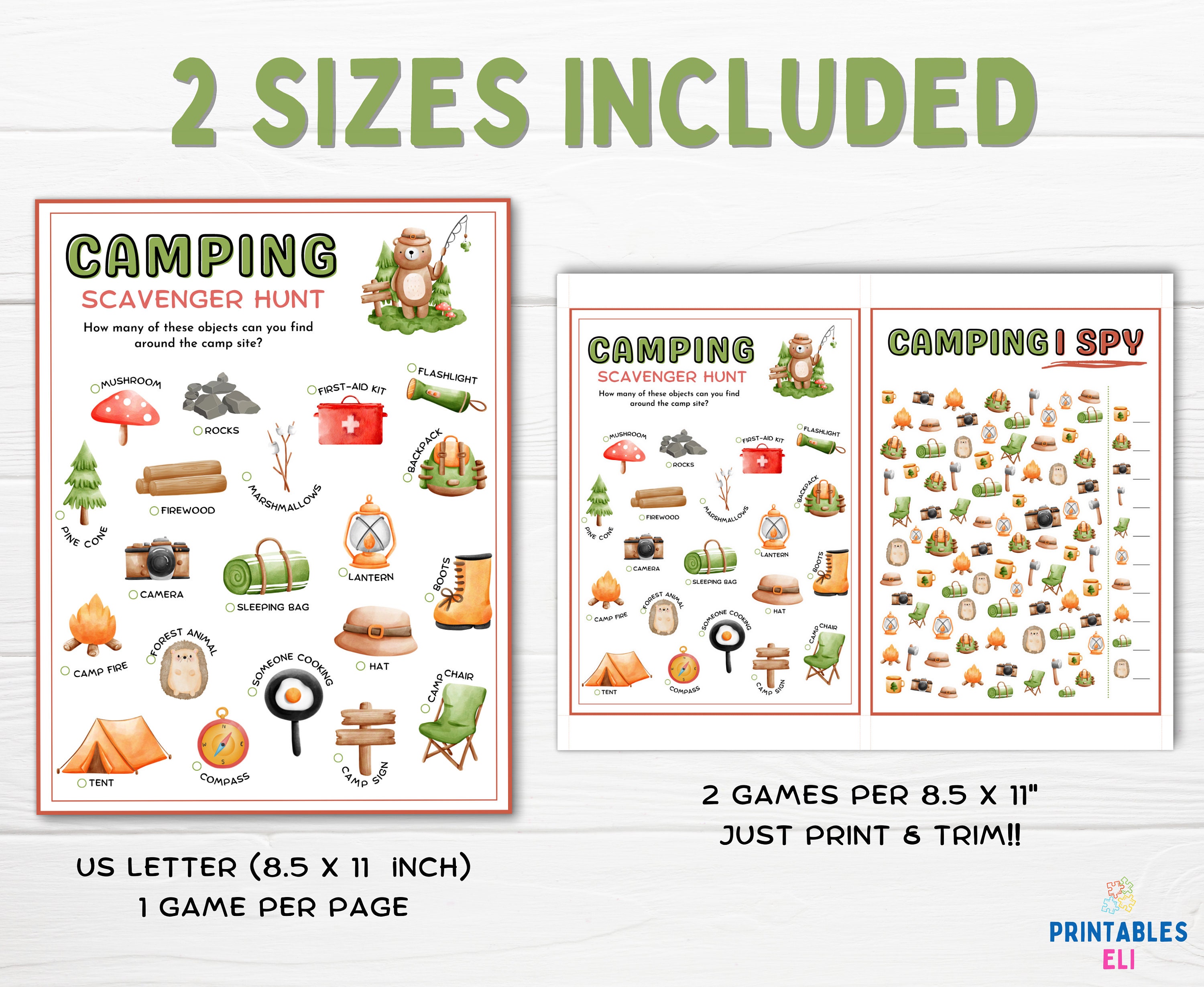 Camping Games Printable Bundle Printable Camping Game for - Etsy