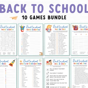 Back to School Games Bundle, Printable Back to School Games, First Day of School Activities, Teacher Resources, Games for kids, Word Search