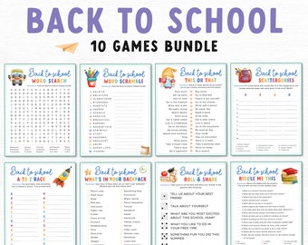 Back to School Games Bundle, Printable Back to School Games, First Day of School Activities, Teacher Resources, Games for kids, Word Search