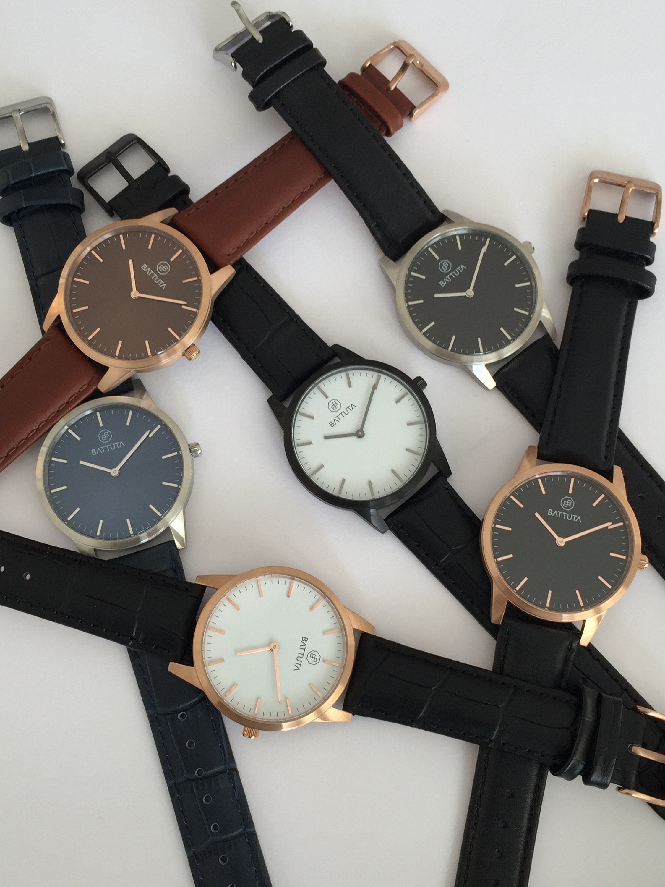 Rose Gold Watch: Brown Leather Band, Minimalist Design - Etsy display picture 3