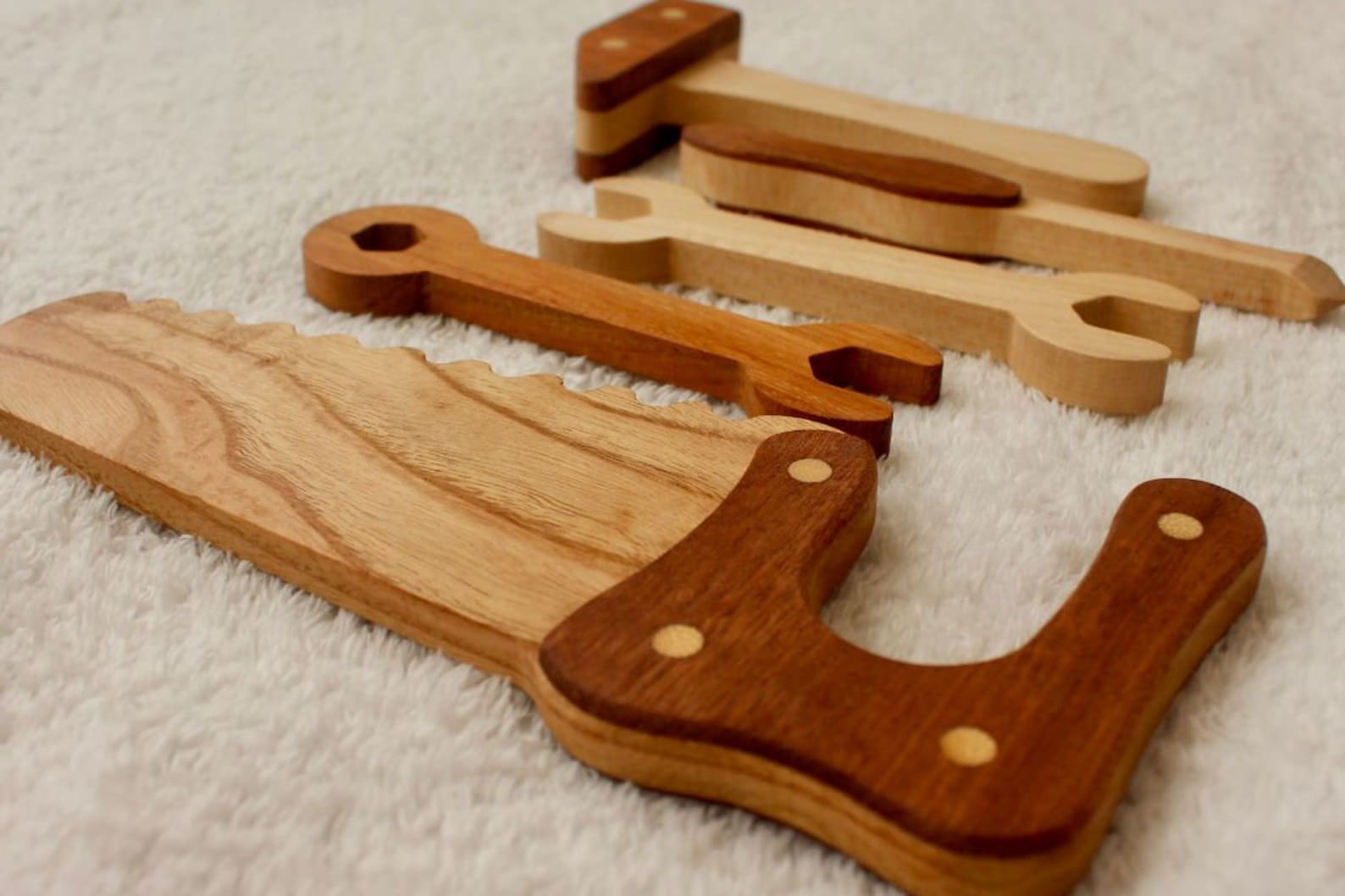 Hand Made Wooden Tool Belt Set, Toy Tool Kit, Repair Kit for Kids