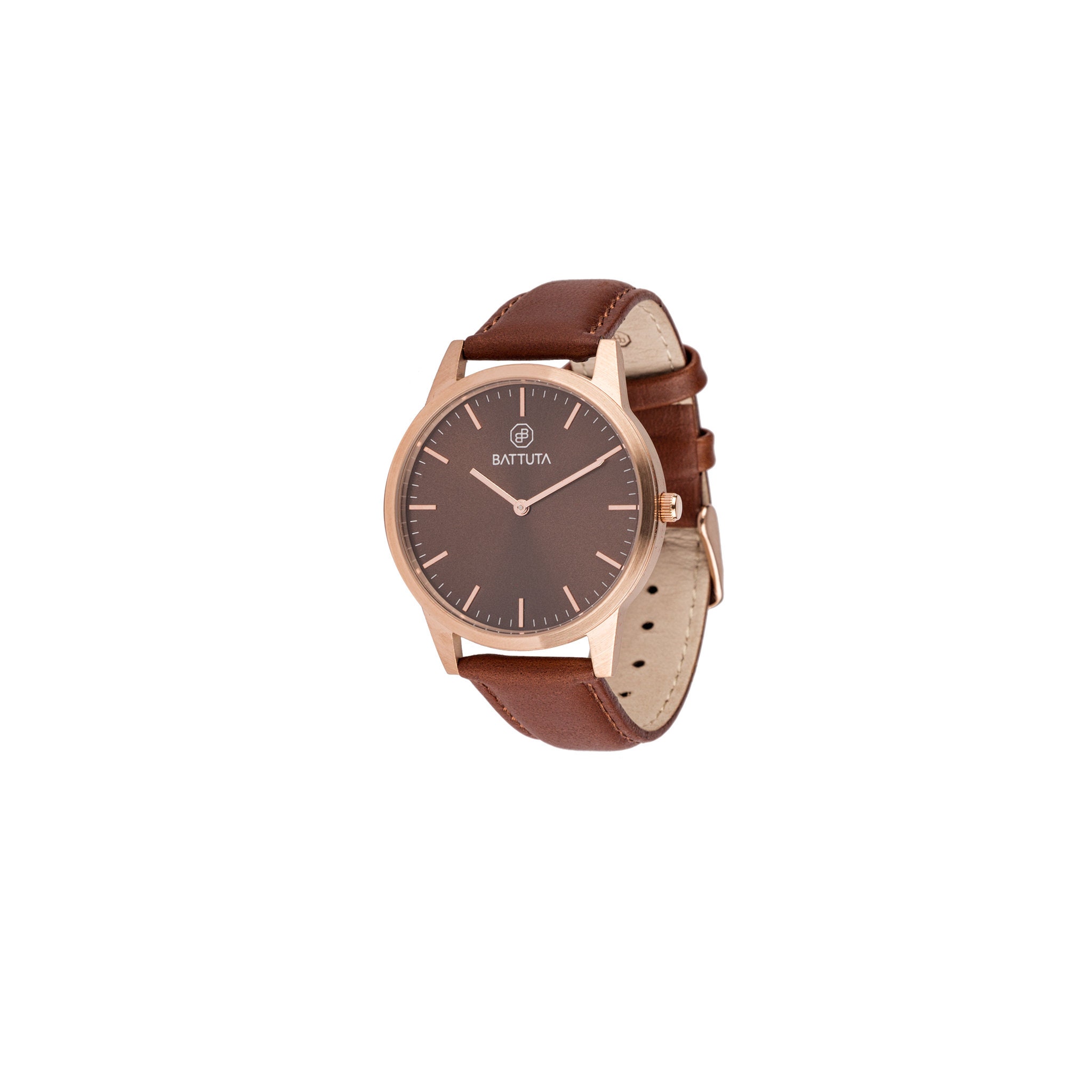 Tmbr The Helm Wood Dial Watch Rose Gold Tone 40mm Brown Leather New Battery Classic Rose Gold Light Brown – Zimmer main image 4