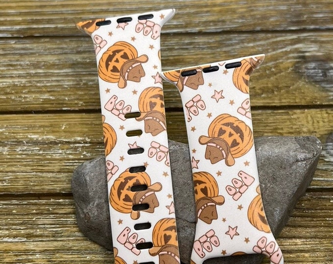 Halloween Pumpkins Watch Band for Apple | Cowboy Pumpkins | TPU silicone 38mm 40mm 41mm 42mm 44mm 45mm Printed Spooky band Gift