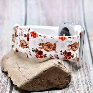 Highland vache et fleurs bracelet de montre pour Apple Samsung Flowers western boho Femmes iwatch bracelet 40mm 41mm 42mm 44mm 45mm Cadeaux pour elle