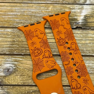 Halloween Watch Band for Apple Watch Halloween Jewlery Engraved Silicone 38mm 40mm 41mm 42mm 44mm 45mm 49mm
