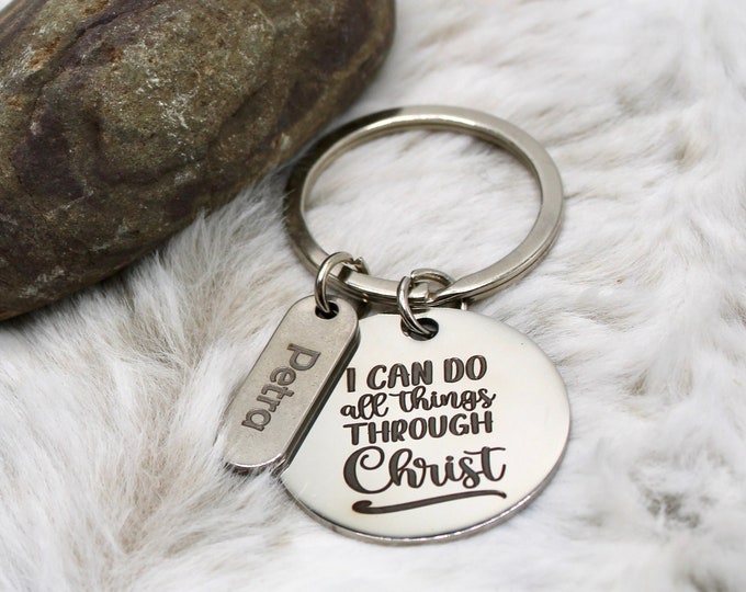 Engraved Christian Keychain - Personalized Bible Verse Gift, Faith Keychain for Women or Men, Christmas Gifts  Christian Gift for Loved Ones