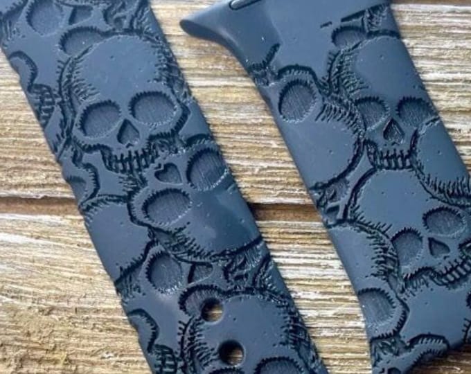 Christmas Gifts for Him | Skulls Silicone Apple Watch Band | Engraved Strap for Men Women | Series 1-10 & Ultra (38mm-49mm) Stocking Stuffer