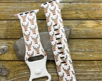 Holiday reindeer watch band for apple christmas winter   38mm 40mm 41mm 42mm 44mm 45mm gift