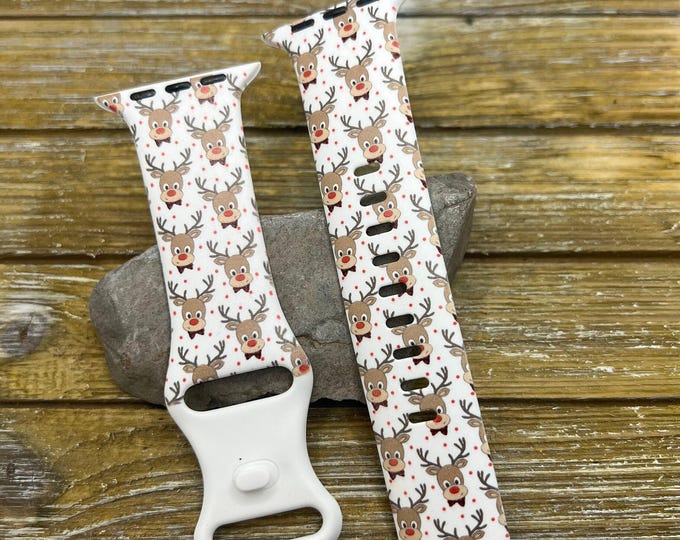 Holiday reindeer watch band for apple christmas winter   38mm 40mm 41mm 42mm 44mm 45mm gift