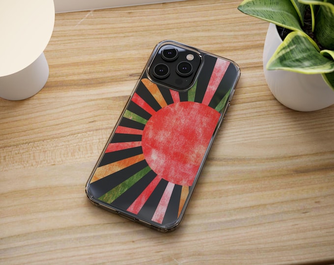 Boho Sun Rays Clear Phone Case For iPhone 16 15 Pro 14 Plus 13 Pro Max 12 Mini XR 7 8 SE Galaxy S25 Cover With Aesthetic Design MagSafe