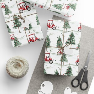 Golf Gift Wrapping Paper Roll, Christmas Gift Wrap for Him, Glossy Golf Cart Gift Wrap - Holiday Golf Gift Wrap, Golf Themed Wrapping Paper, image 3