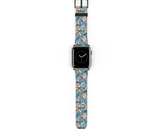 Pastel Stained Glass Illusion Apple Watch Band - Vegan Leather Strap With Unique Design - Fits all Series - 38 40 41 42 44 45 46 49 mm