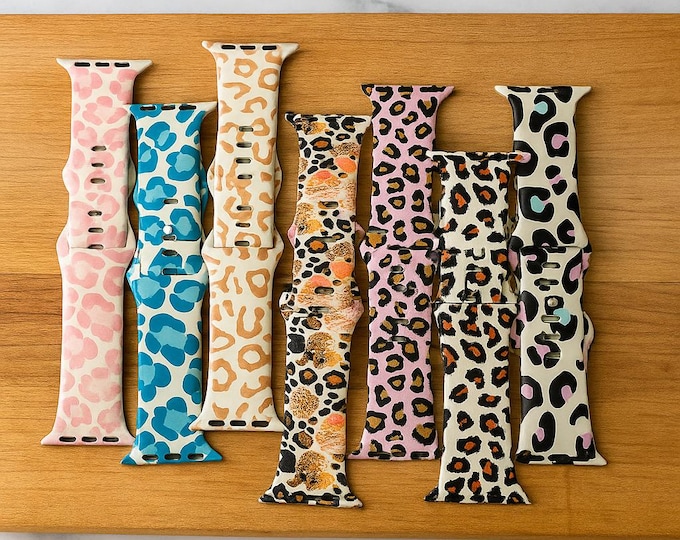 Leopard collection watch band for apple watch band women silicone 38mm 40mm 41mm  42mm 44mm 45mm 46 49mm christmas gift for her animal print