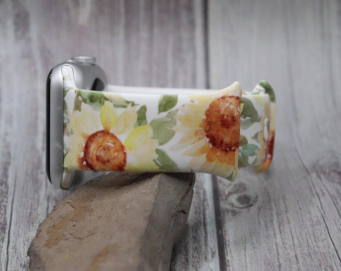 Sunflowers floral womens watch band for apple watch boho spring flowers fitbit samsung  38mm 40mm 41mm 42mm 44mm 45mm 49mm gift