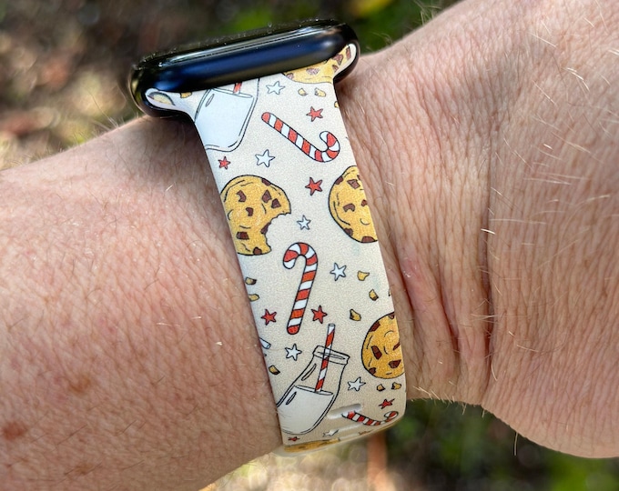 Christmas holiday watch band for apple watch samsung watch & fitbit christmas cookies candy #207 silicone 20 22 38 40 41 42 44 45