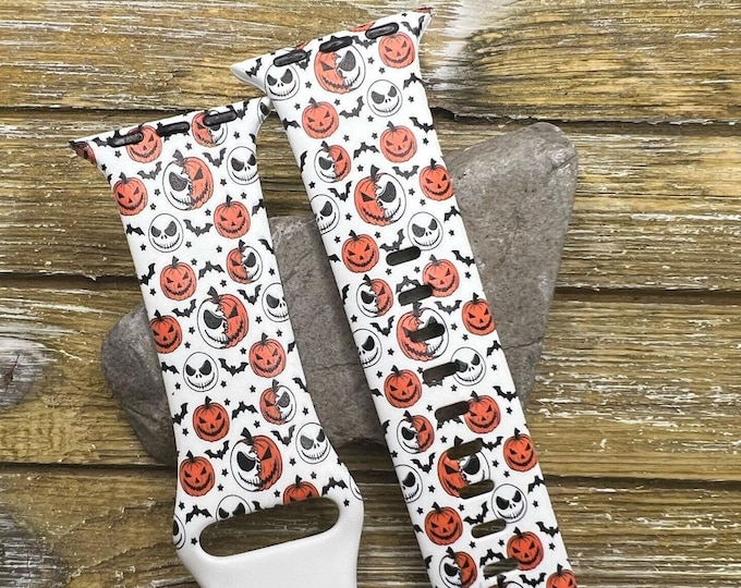 Halloween skellington watch band for apple watch silicone 38mm 40mm 41mm 42mm 44mm 45mm ghosts, ghouls, spooky band gift