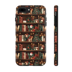 Christmas Bookshelf Phone Case Bookish Winter Phone Case, iPhone 16 15 14 13 12 11 Pro Max Plus X, Samsung Galaxy S23 S22 S20 Ultra